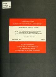 Cover of: The M.I.T. organization research program | Edward Baer Roberts