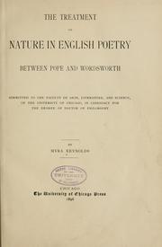 Cover of: The treatment of nature in English poetry between Pope and Wordsworth.: By Myra Reynolds.