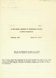 Cover of: On the capital budgeting of interrelated projects.