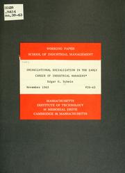 Cover of: Organizational socialization in the early career of industrial managers.