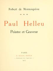 Cover of: Paul Helleu, peintre et graveur. by Montesquiou-Fézensac, Robert comte de
