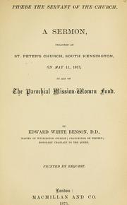 Cover of: Phoebe the servant of the church by Edward White Benson