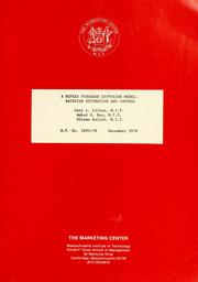 Cover of: A repeat purchase diffusion model: Bayesian estimation and control