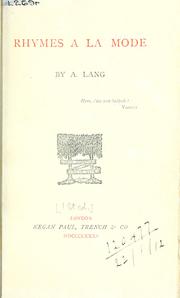 Cover of: Rhymes à la mode. by Andrew Lang, Andrew Lang