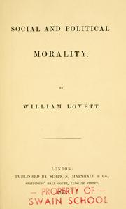 Cover of: Social and political morality.