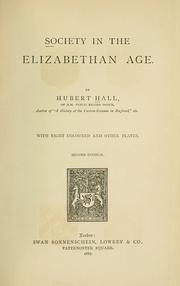 Cover of: Society in the Elizabethan age by Hubert Hall