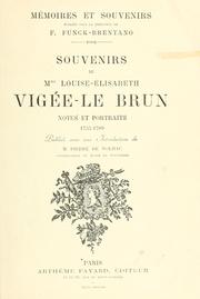 Cover of: Souvenirs de Mme Louise-Élisabeth Vigée-Le Brun by Louise-Elisabeth Vigée-Lebrun