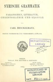 Cover of: Syrische Grammatik, mit Paradigmen, Literatur, Chestomathie und Glossar.