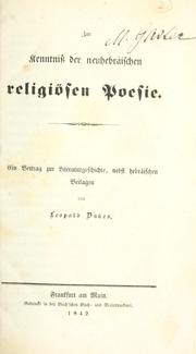 Cover of: Zur Kenntnis der neuhebräischen religiösen Poesie by Leopold Dukes