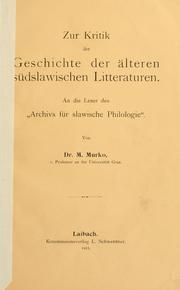 Cover of: Zur Kritik der Geschichte der älteren südslawischen Litteraturen.