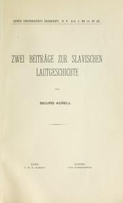 Cover of: Zwei Beiträge zur slavischen Lautgeschichte