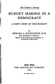 Cover of: Budget making in a democracy.