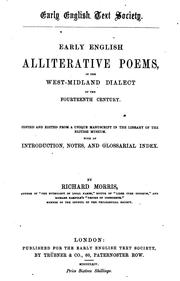 Cover of: Early English alliterative poems: in the West-Midland dialect of the fourteenth century.