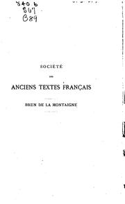 Cover of: Brun de la Montaigne; roman d'aventure by publié pour la première fois, d'apres̀ le manuscrit unique de Paris, par Paul Meyer.