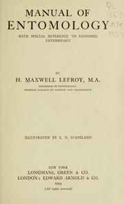 Cover of: Manual of entomology by H. Maxwell-Lefroy