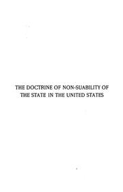 Cover of: The doctrine of non-suability of the state in the United States by Karl Singewald, Karl Singewald