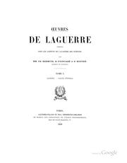 Cover of: Oeuvres de Laguerre: publie es sous les auspices de l'Academie des sciences