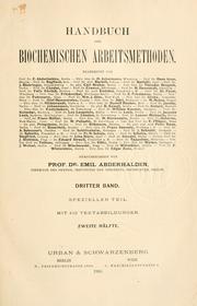 Cover of: Handbuch der biochemischen arbeitsmethoden ...
