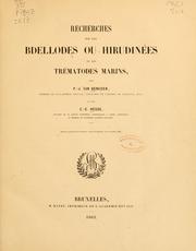 Cover of: Recherches sur les bdellodes ou hirudine es et les tre matodes marins