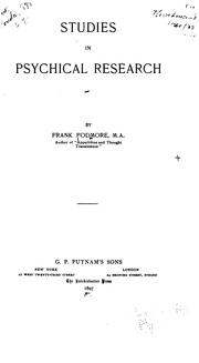 Cover of: Studies in psychical research by Frank Podmore