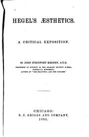 Cover of: Hegel's Esthetics: A critical exposition.