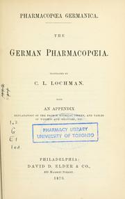 Cover of: Pharmacopoea germanica.: The German pharmacopoeia.