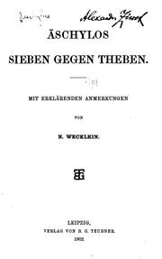 Cover of: Sieben gegen Theben by Aeschylus