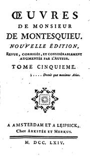 Cover of: Oeuvres de Monsieur de Montesquieu