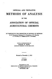 Cover of: Official and tentative methods of analysis