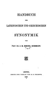 Cover of: Handbuch der lateinischen und griechischen Synonymik