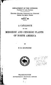 Cover of: A catalogue of the Mesozoic and Cenozoic plants of North America