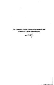 Cover of: work of Francis Parkman.