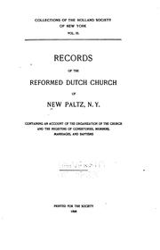 Cover of: Records of the Reformed Dutch church of New Paltz, N.Y