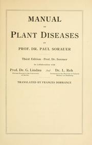Cover of: Manual of plant diseases by Paul Sorauer