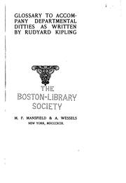 Cover of: Glossary to accompany Departmental ditties as written by Rudyard Kipling | Kipling Collection (Library of Congress)