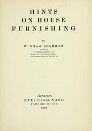 Cover of: Hints on house furnishing