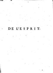 Cover of: De l'esprit by Helvétius