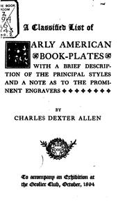 Cover of: A classified list of early American book-plates.