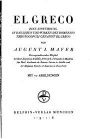 Cover of: El Greco: eine einführung in das leben und wirken des Domenico Theotocopuli genannt El Greco