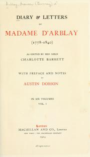 Cover of: Diary & letters of Madame d'Arblay (1778-1840)