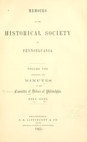 Cover of: Minutes of the Committee of Defence of Philadelphia, 1814-1815