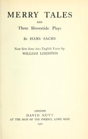 Cover of: Merry tales and three Shrovetide plays by Hans Sachs