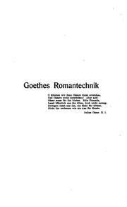 Cover of: Goethes Romantechnik