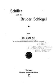 Cover of: Schiller und die brüder Schlegel . by Karl Hermann Alt