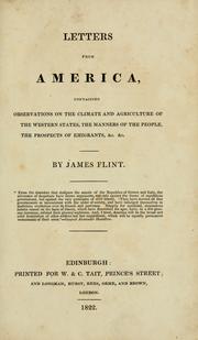 Cover of: Letters from America: containing observations on the climate and agriculture of the western states, the manners of the people, the prospects of emigrants, &c