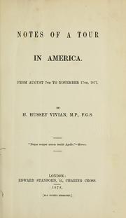 Cover of: Notes of a tour in America.: From August 7th to November 17th, 1877