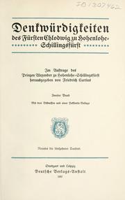 Cover of: Denkwürdigkeiten des Fürsten Chlodwig zu Hohenlohe-Schillingsfürst