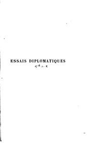Cover of: Essais diplomatiques by Benedetti, Vincent, Comte