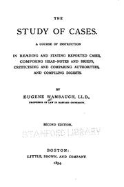 Cover of: study of cases | Wambaugh, Eugene