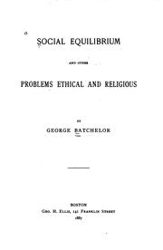 Cover of: Social equilibrium and other problems ethical and religious